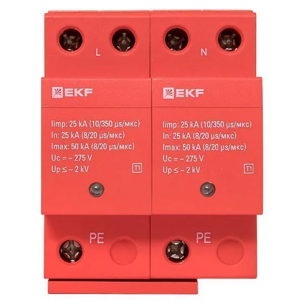 УЗИП Класс 1 Iimp 25kA (10/350μs) 2P EKF - Фото 2