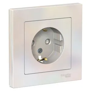 Розетка 1-м СП AtlasDesign 16А IP20 с заземл. защ. шторки в сборе жемчуж. SE ATN000444 1240284