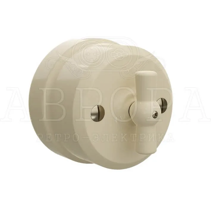 Выключатель ретро фарфоровый поворотный на 4 положения, цвет - слоновая кость - Фото 2