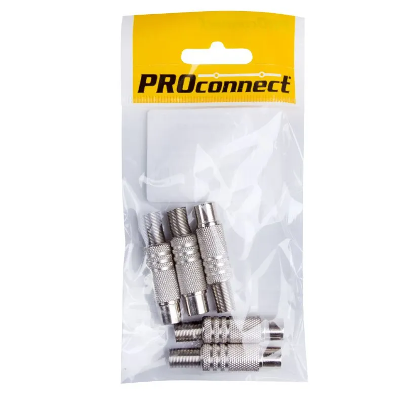 Разъем антенный на кабель, (штекер-TV никель с пружиной), (5шт) (пакет) PROconnect