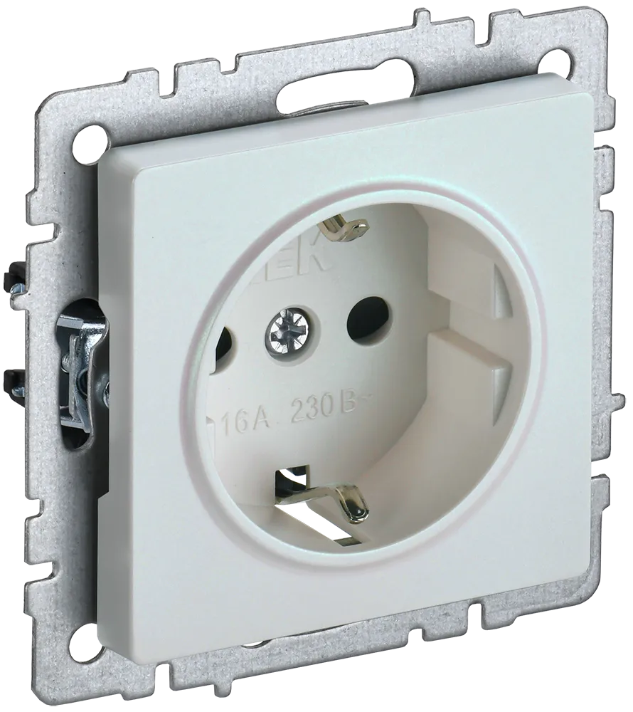 BRITE Розетка 1-местная с заземлением с защитными шторками 16А РС14-1-0-БрЖ жемчуг IEK