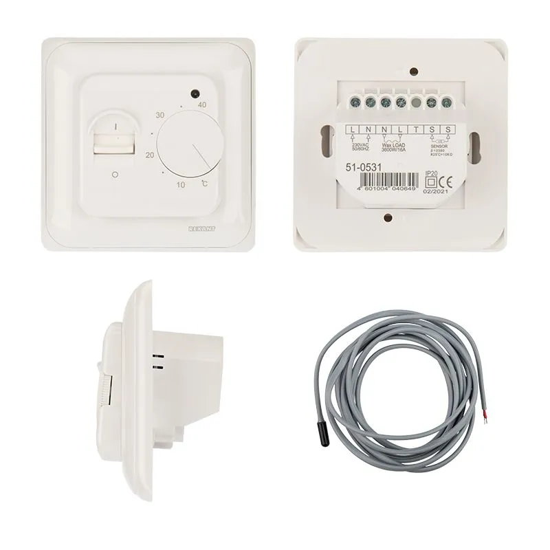 Терморегулятор механический R70XT с датчиком температуры пола 3500 Вт бежевый REXANT - Фото 2