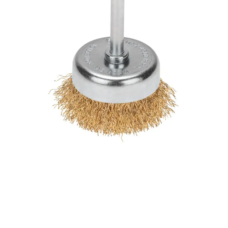 Щетка чашечная для дрели, витая латунированная проволока, 50мм KRANZ - Фото 2