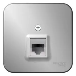 Розетка компьютерная 1-м ОП Blanca RJ45 кат.5E с изолир. пластиной алюм. SE BLNIA045003 1210564