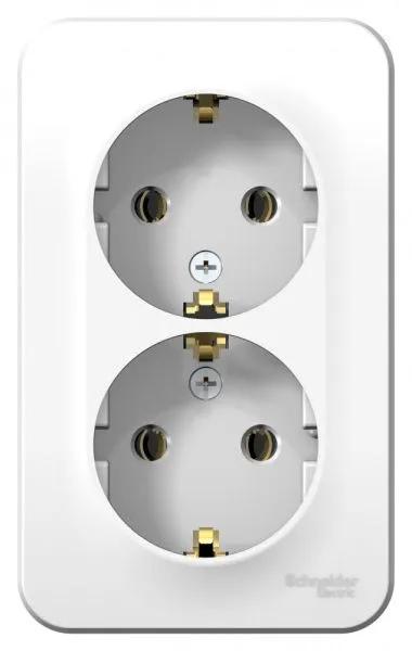 Розетка 2-м ОП Blanca 16А IP20 250В с заземл. без защ. шторок с изолир. пластиной бел. SE BLNRA010211