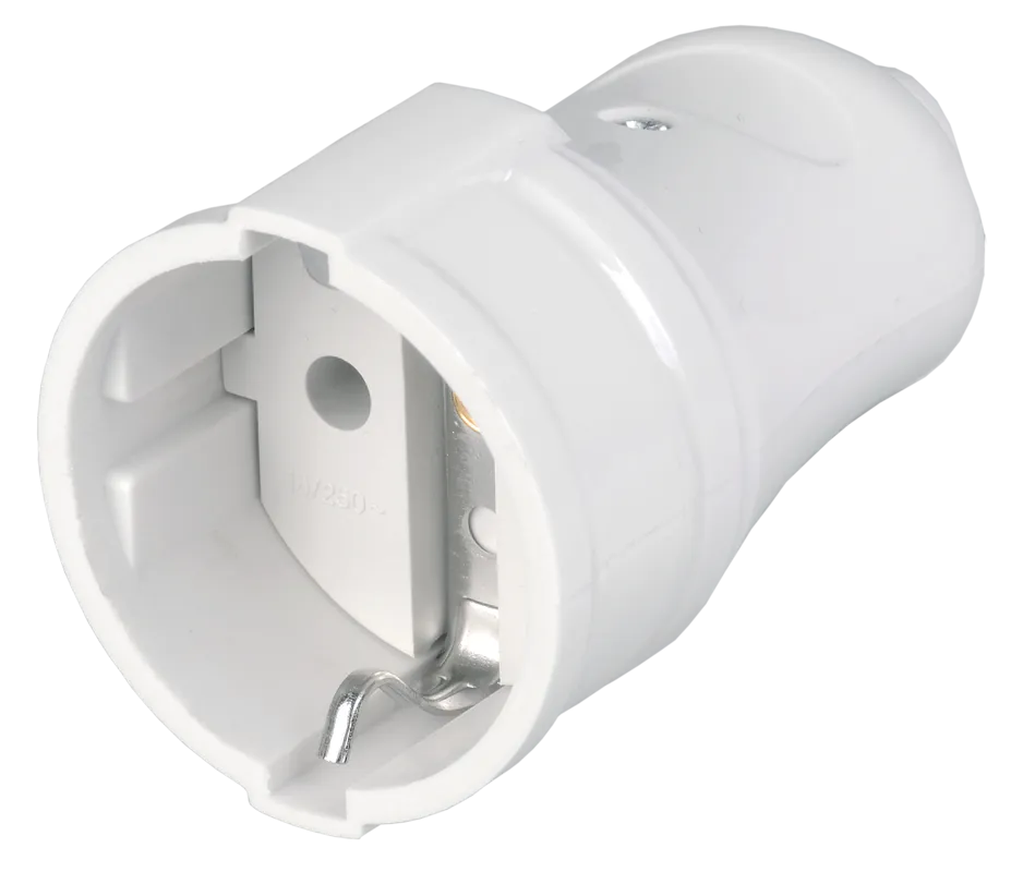 Розетка разборная прямая РПп10-01-Ст с заземляющим контактом 16А белая IEK