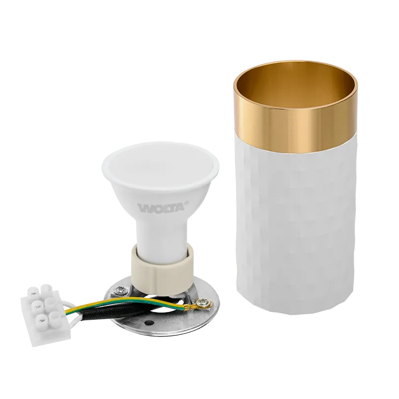 Накладной светильник WOLTA WSL-GU10/10WG IP20 под лампу GU10 Белый/золото CELLA D55x100 1/100 - Фото 7