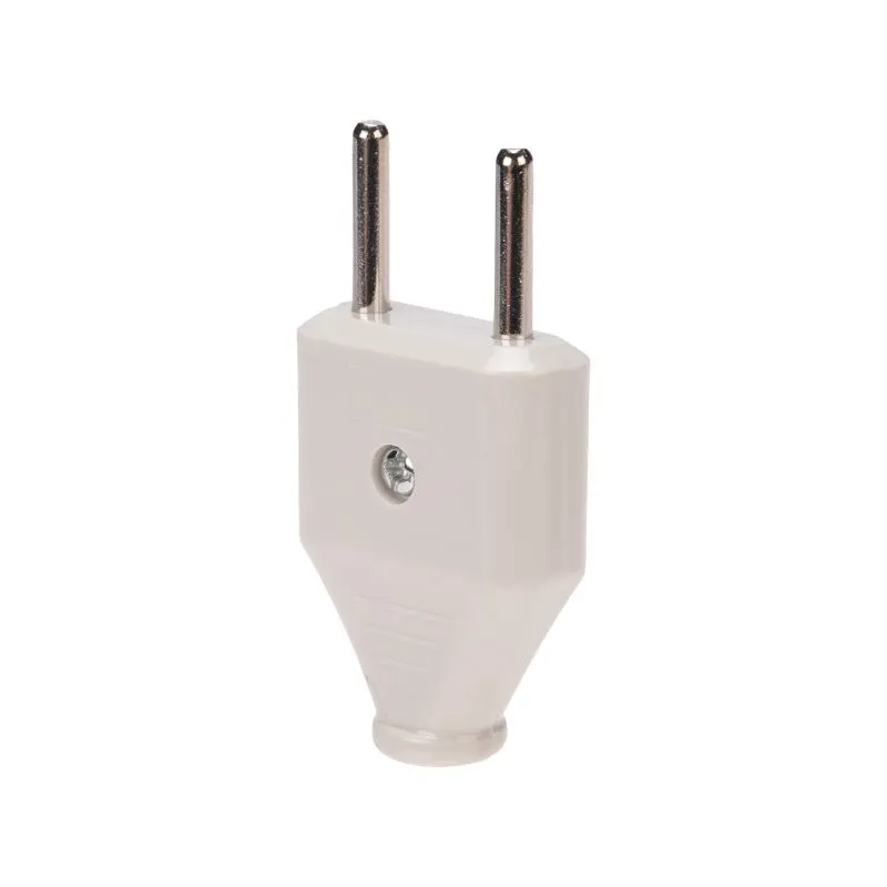 Вилка прямая без з/к 6А плоская белая REXANT 11-8946