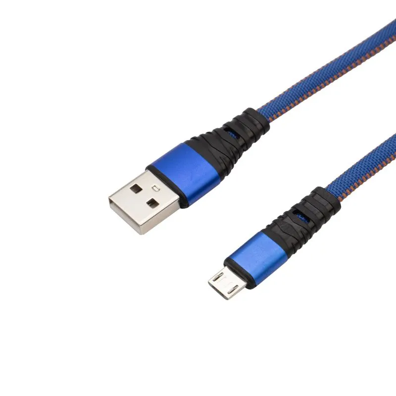 Кабель USB-A – micro USB, 2А, 1м, в джинсовой тканевой оплетке, плоский REXANT - Фото 3