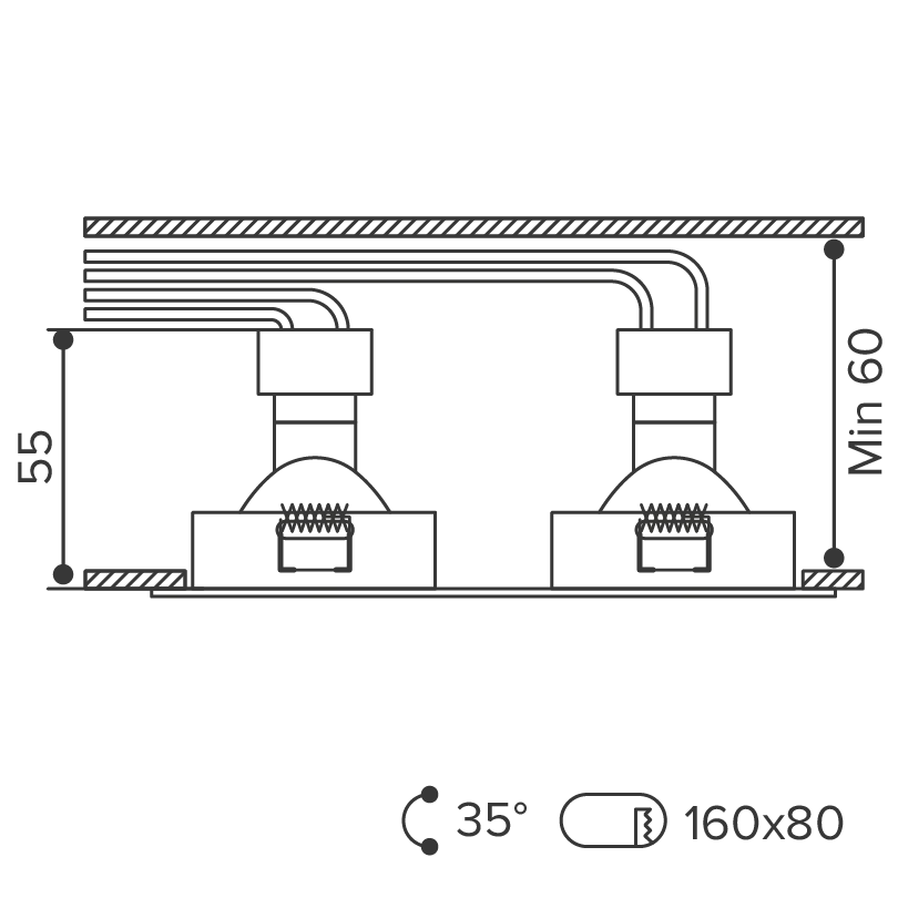 Встраиваемый cветильник WOLTA WDL-GU5.3/01W-02 IP20 под лампу GU5.3 двойной Белый ALTO 175x92x22 1/50 - Фото 7