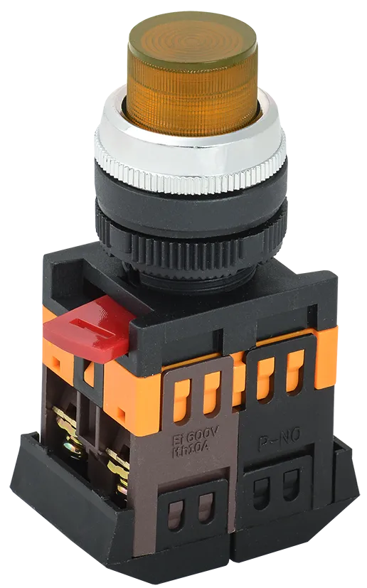 Кнопка ABLFP-22 желтый d=22мм неон/240В 1з+1р IEK