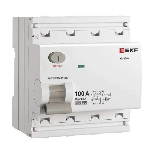 ВДТ ВД-100N 4P 100А 30мА A эл-мех 6кА PROXIMA EKF