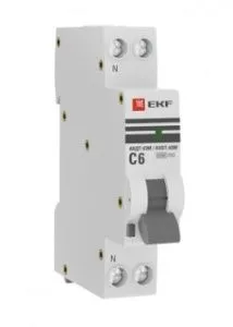 Диф. автомат 6А 10мА 1мод. х-ка С эл. тип AС 6кА АВДТ-63М PROXIMA EKF DA63M-6-10