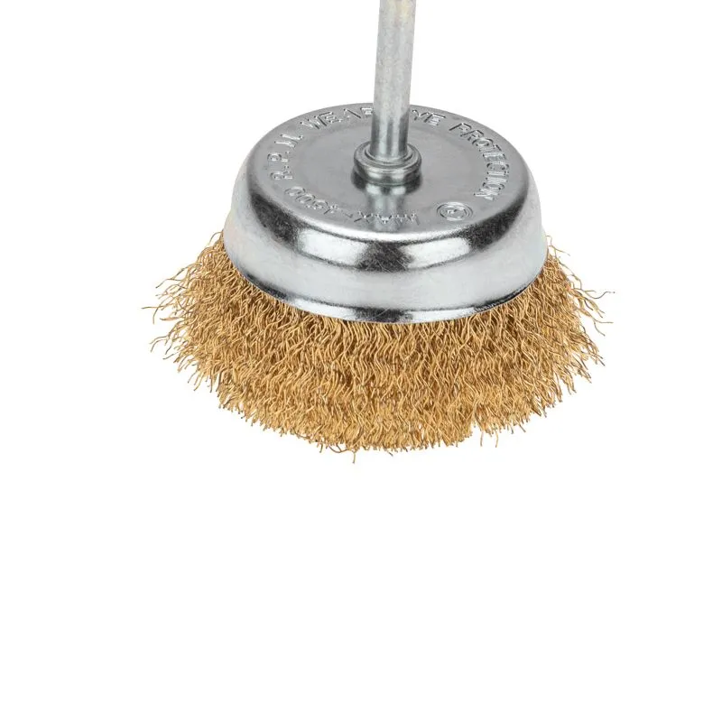 Щетка чашечная для дрели, витая латунированная проволока, 75мм KRANZ - Фото 2