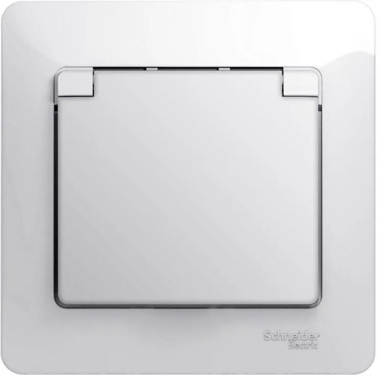 Розетка 1-м СП Glossa 16А IP20 с заземл. защ. шторки с крышкой в сборе бел. SE GSL000146