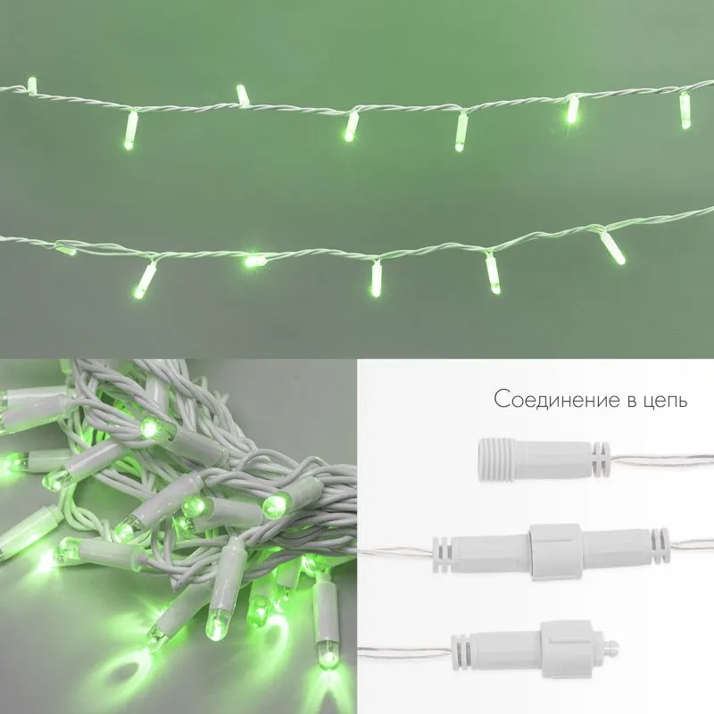 Гирлянда светодиодная Нить 10м 100 LED ЗЕЛЕНЫЙ белый ПВХ IP65 эффект мерцания 24В соединяется NEON-NIGHT нужен трансформатор 531-100/531-311/531-312 - Фото 3