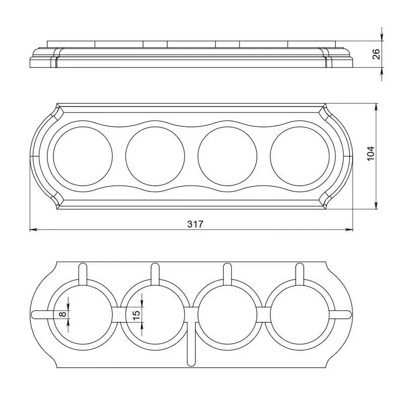 Рамка  четырехместная "Элегант" , цвет - бук натуральный, ТМ "МезонинЪ" GE70704-25 - Фото 3