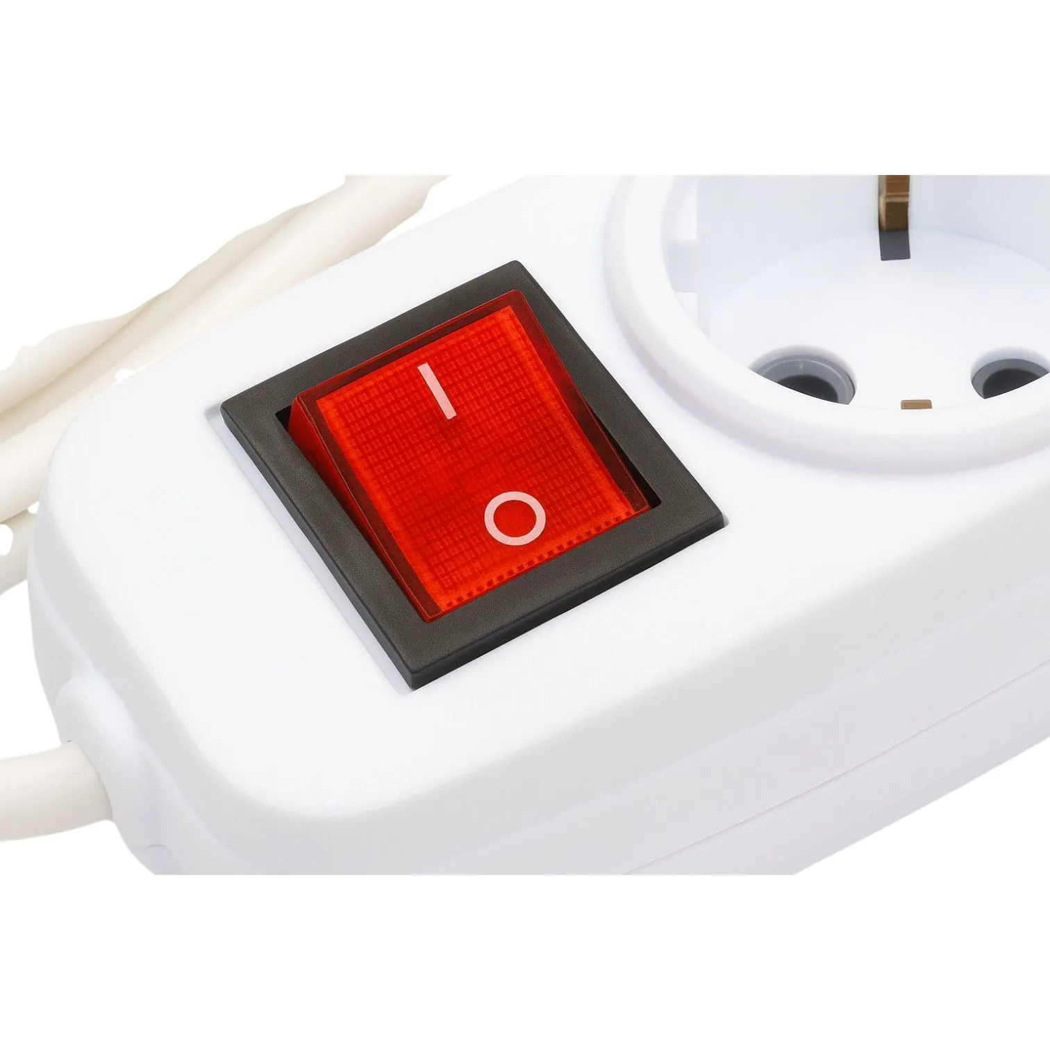 Удлинитель УБкн-03 бытовой с кнопкой ПВС 3*0,75 (10А) 3гн. 1,5м. белый DEKRON - Фото 4