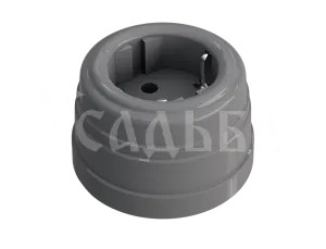 Розетка ретро пластиковая, двухполюсная, с заземляющим контактом, IP20, цвет - серый GE30301-07