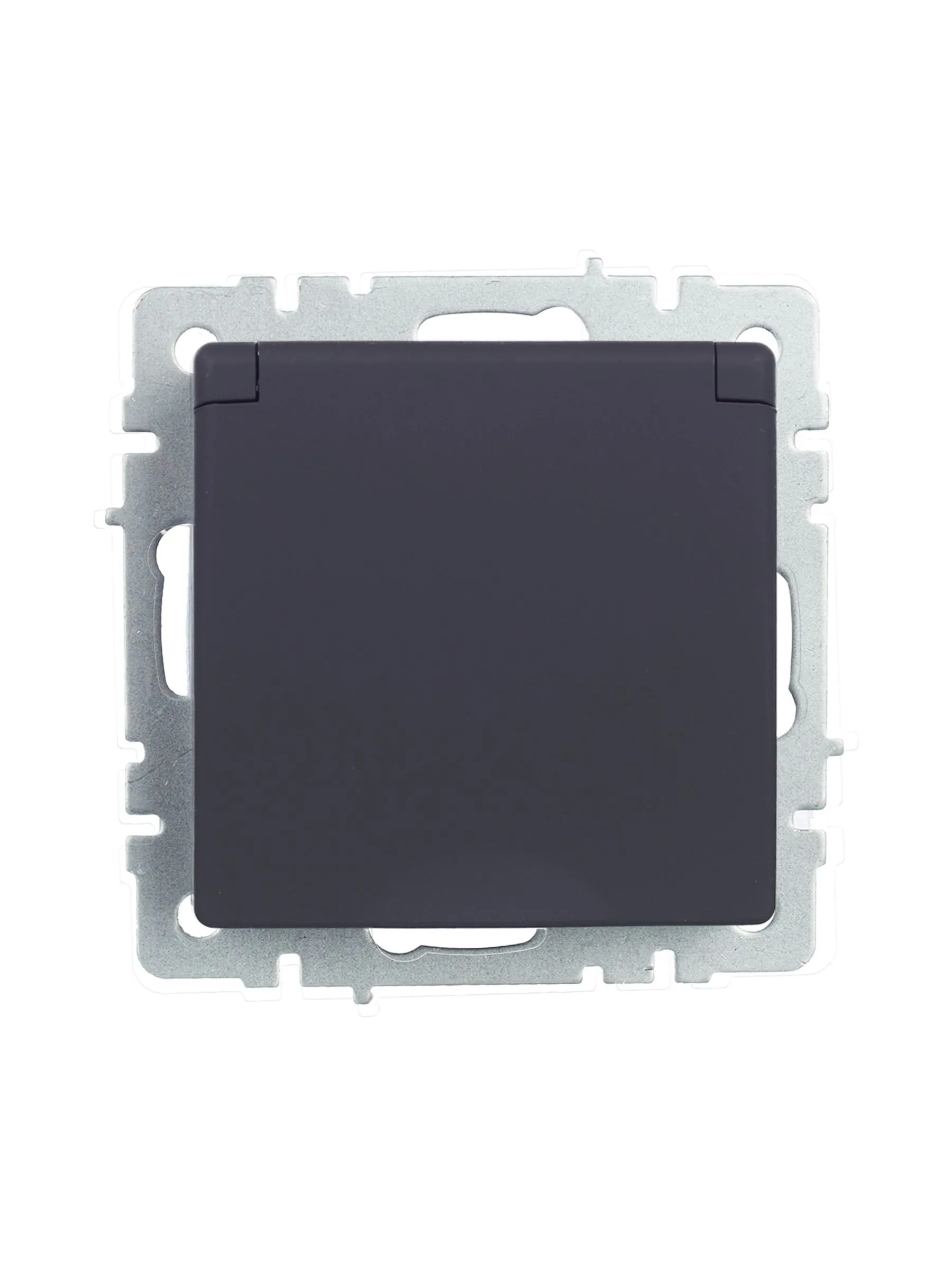 BRITE Розетка 1-местная с заземлением с защитными шторками и крышкой 16А IP44 РСбш10-3-44-БрГ графит IEK - Фото 9