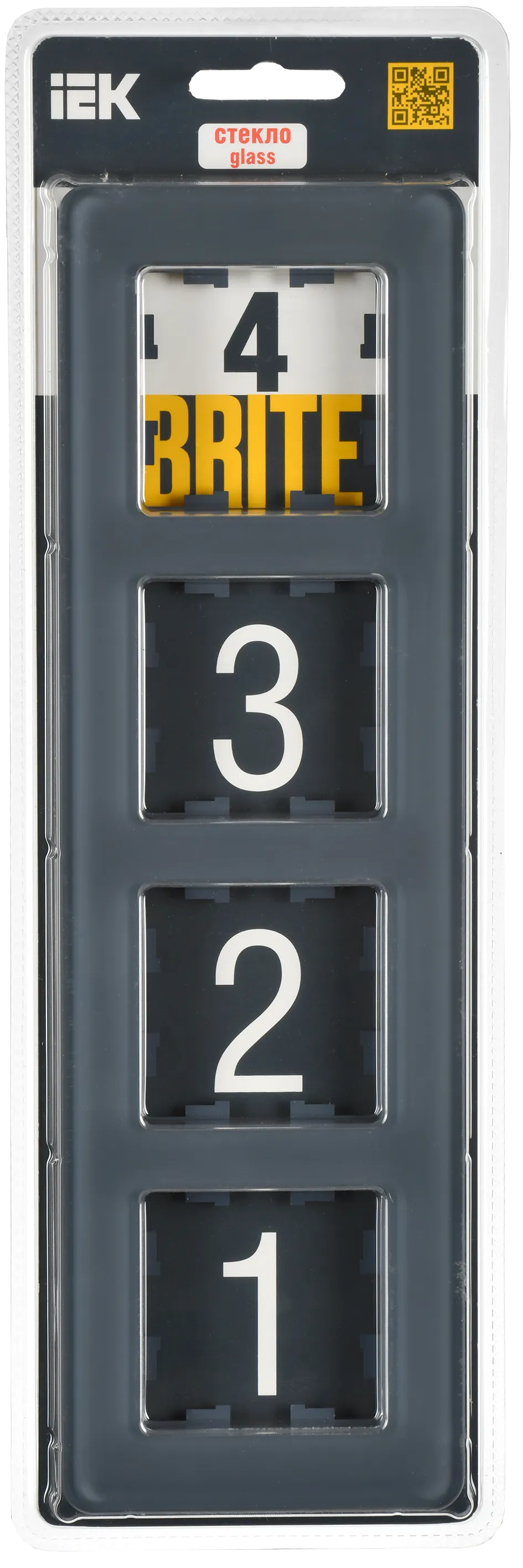 BRITE Рамка 4-местная РУ-4-2-Бр стекло графит RE IEK - Фото 2