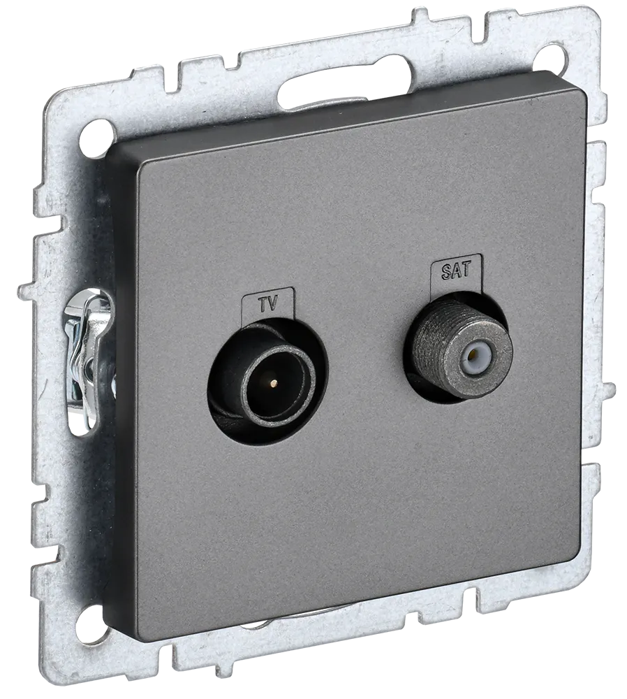 BRITE Розетка двойная TV+SAT РТВ/РСп12-БрС сталь IEK BR-AF20-O-K46