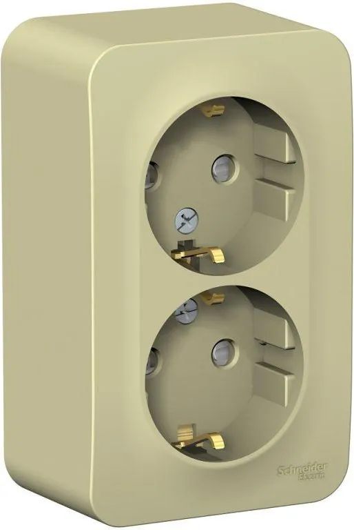 Розетка 2-м ОП Blanca 16А IP20 250В с заземл. защ. шторки с изолир. пластиной беж. SE BLNRA011217