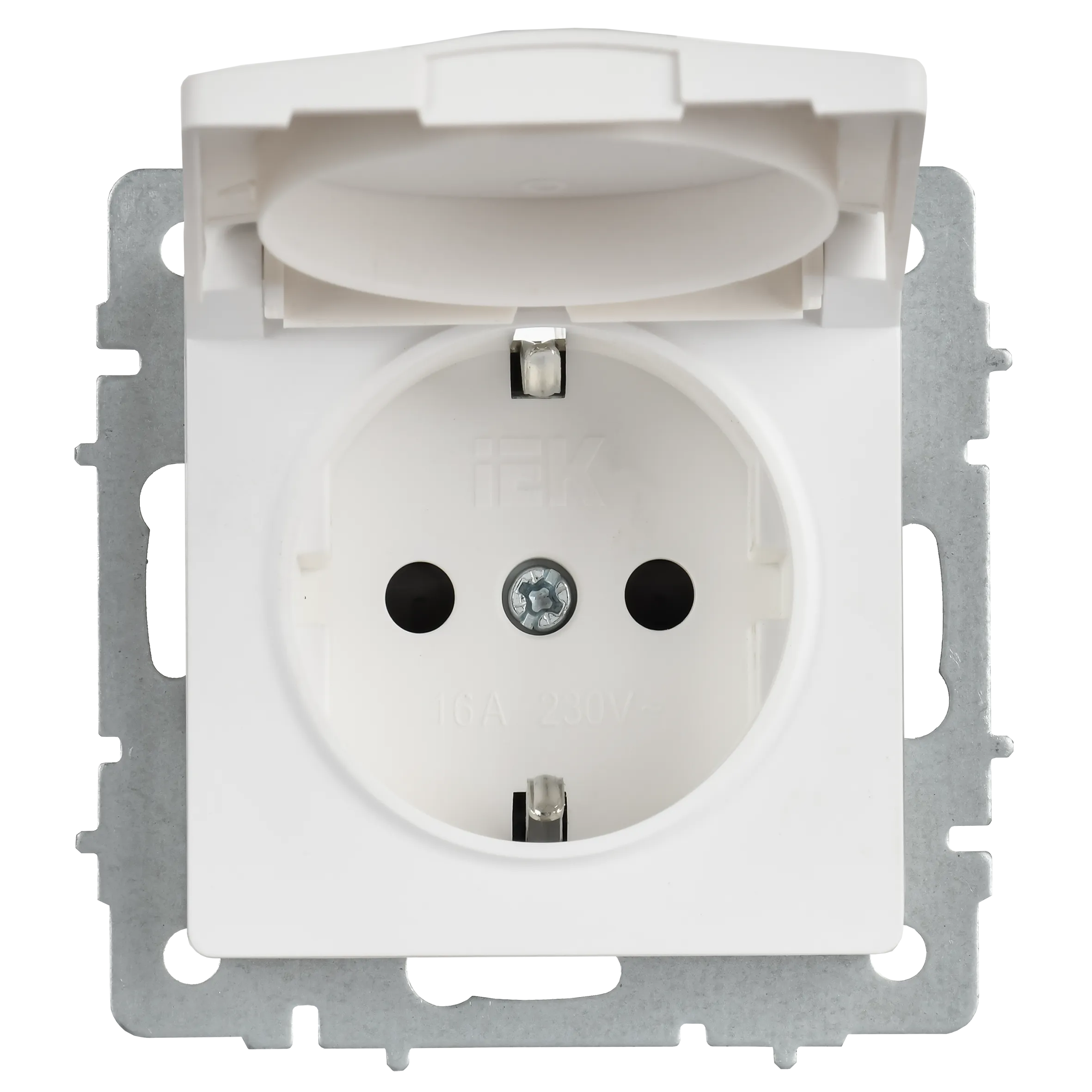 BRITE Розетка 1-местная с заземлением с защитными шторками и крышкой 16А IP20 РСбш10-3-БрАБ арктический белый IEK - Фото 7