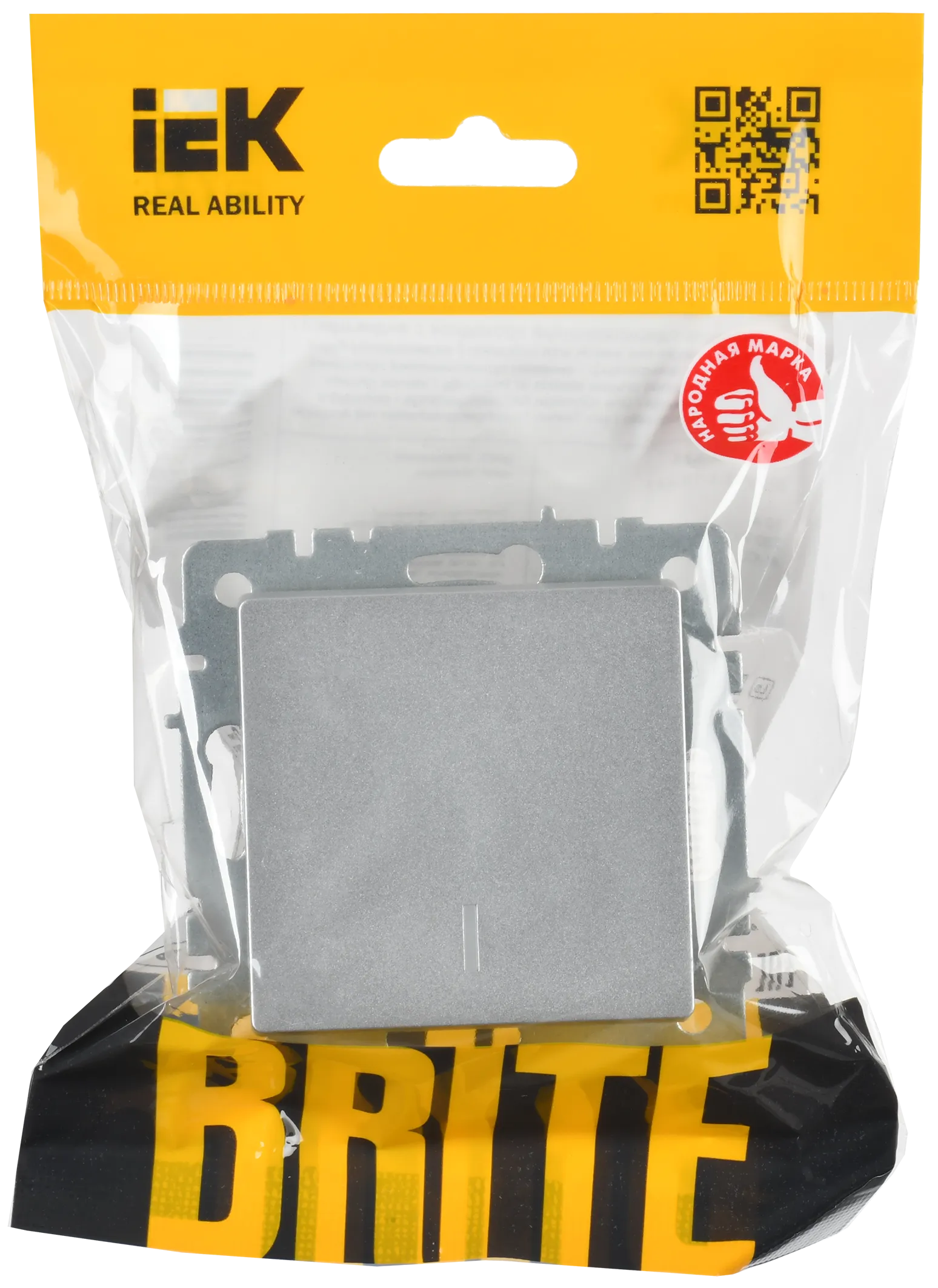 BRITE Выключатель 1-клавишный проходной с индикацией 10А ВС10-1-7-БрА алюминий IEK - Фото 2