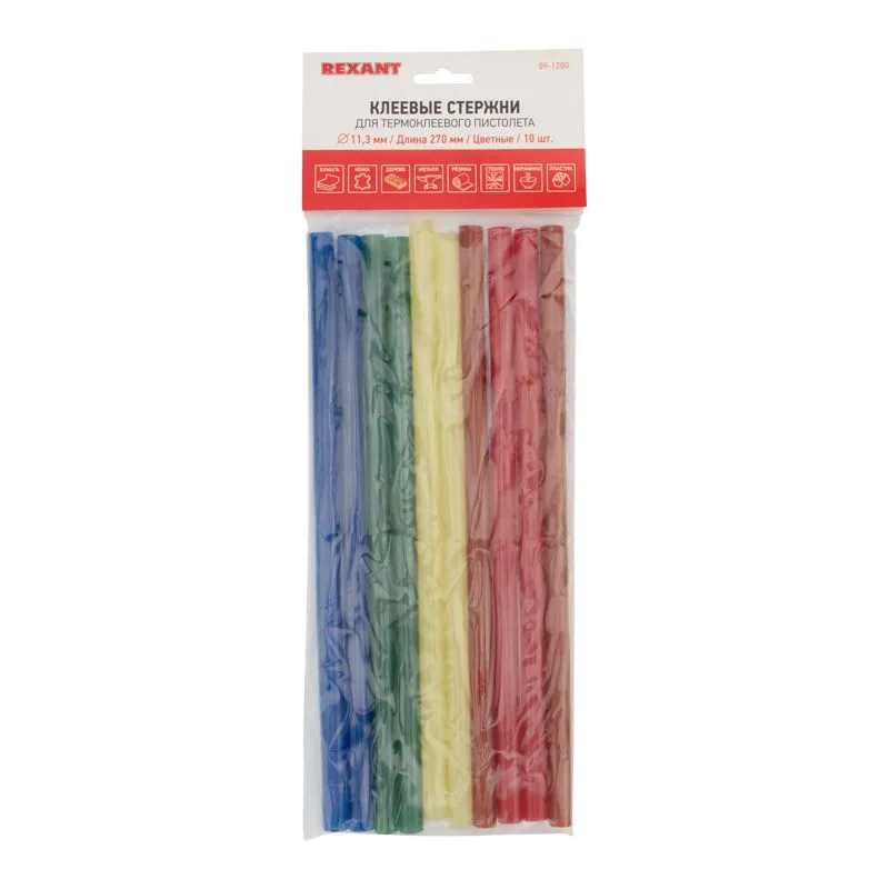Стержни клеевые Ø11мм, 270мм, цветные (10 шт/уп), хедер REXANT - Фото 2