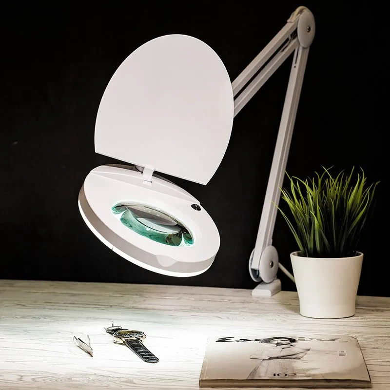 Лупа на струбцине круглая 8D с подсветкой и крышкой, ø127мм, белая (6025,BO) REXANT - Фото 2