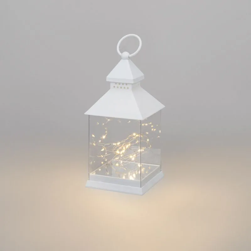 Декоративный фонарь с росой, белый корпус, размер 10,7х10,7х23,5 см, цвет теплый белый