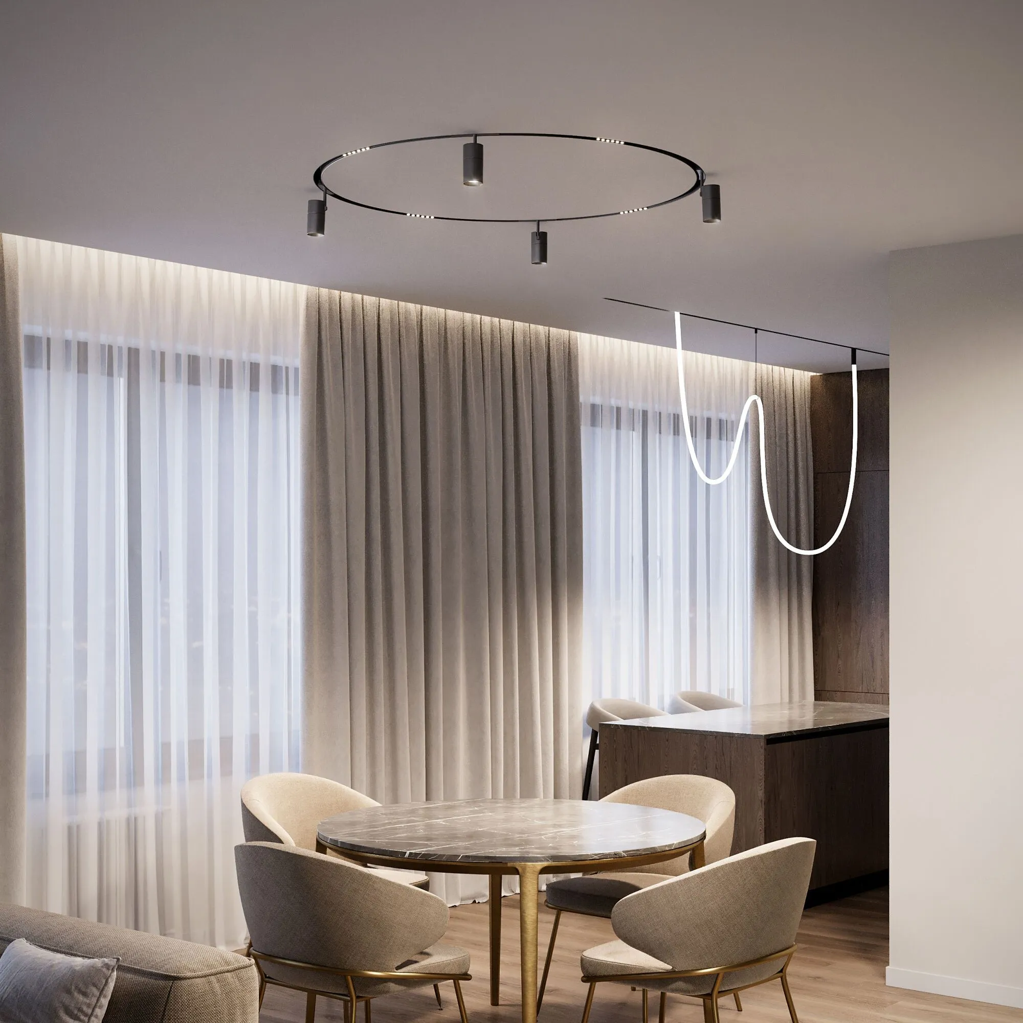 Slim Magnetic Трековый светильник для радиусного шинопровода 6W 4200K Intenso чёрный Ø 800мм - Фото 6