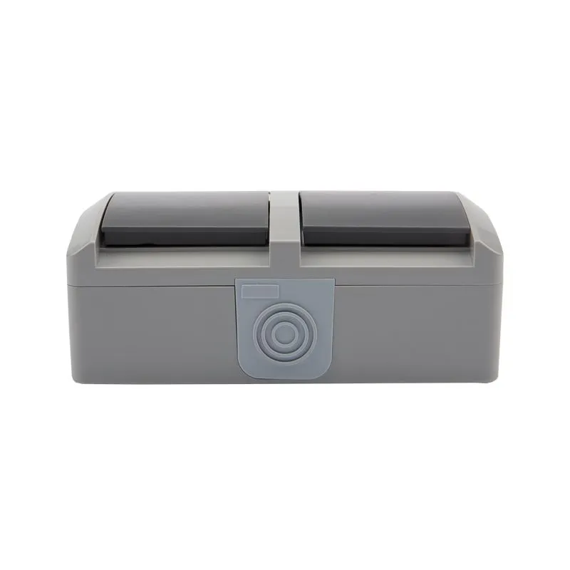 Блок горизонтальный 2 розетки INDUSTRIAL IP54 с/з, о/у, серый KRANZ - Фото 2