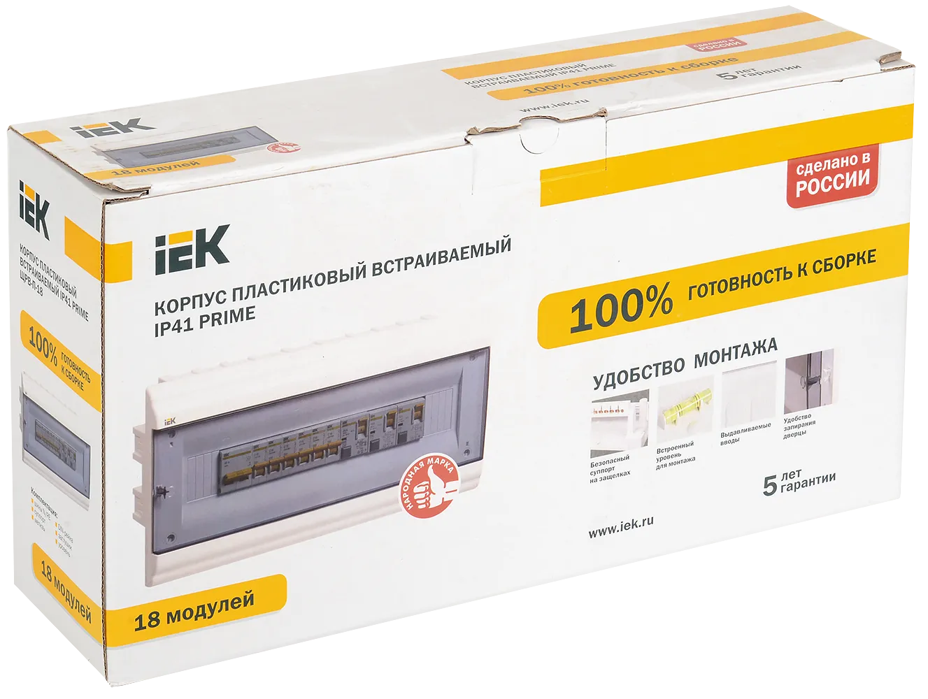 PRIME Корпус пластиковый ЩРВ-П-18 модулей встраиваемый белый IP41 IEK - Фото 2