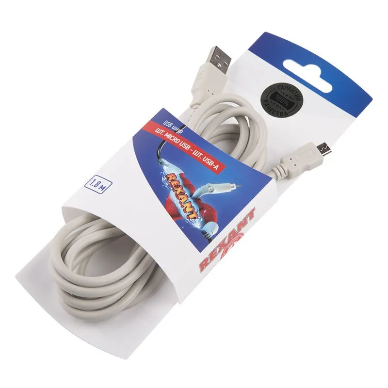 Шнур  шт. micro USB - шт USB-A  1.8M  REXANT - Фото 2