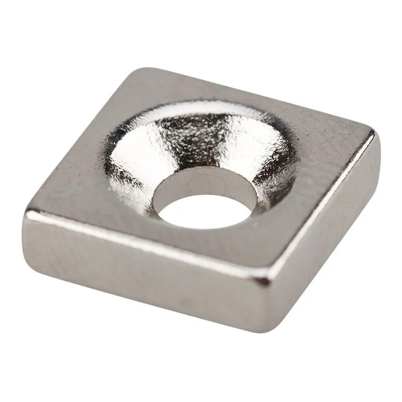 Неодимовый магнитный прямоугольник 10х10х3мм, с зенковкой 6х3,5мм (3 шт/уп) REXANT - Фото 3