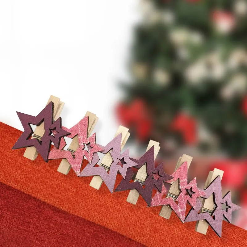 Деревянные прищепки Звездочки 16x4,5x1,3 cм, розовые, 6 шт, NEON-NIGHT - Фото 4