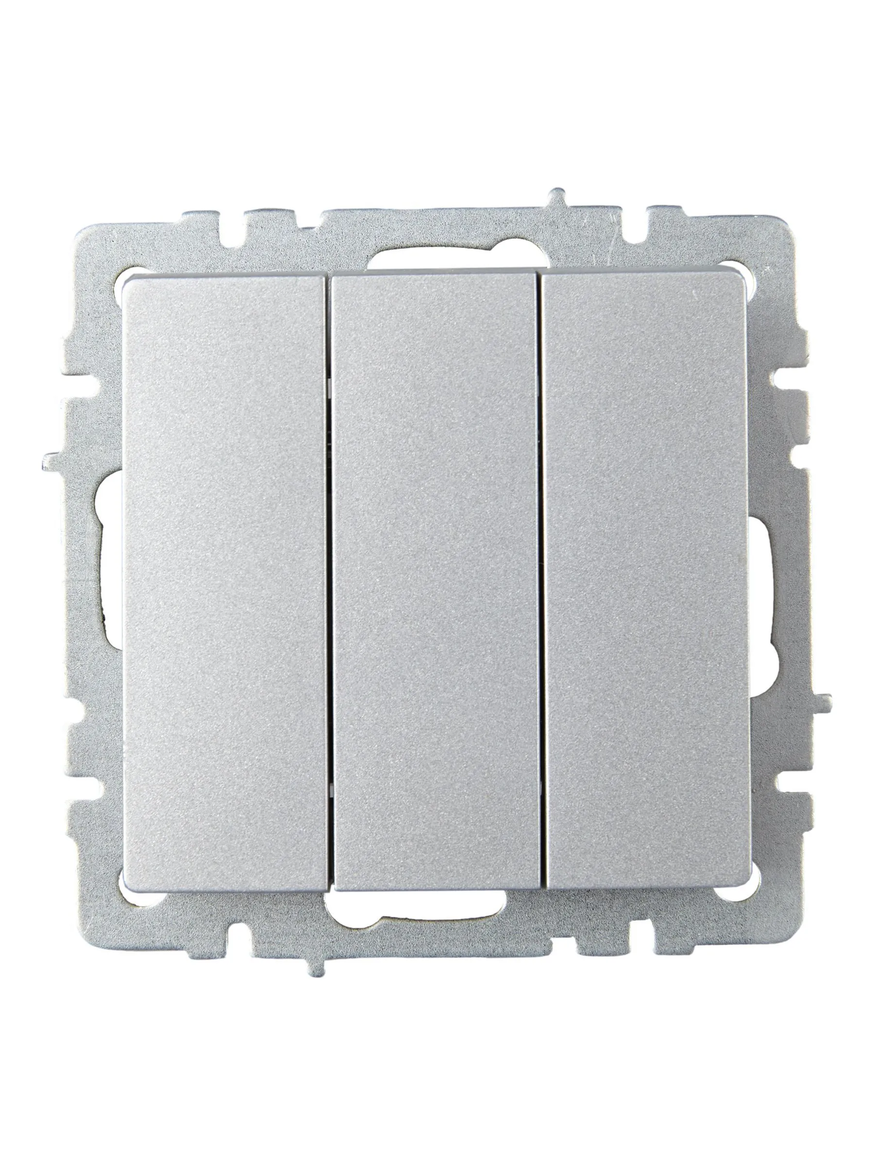 BRITE Выключатель 3-клавишный 10А ВС10-3-0-БрА алюминий IEK - Фото 4