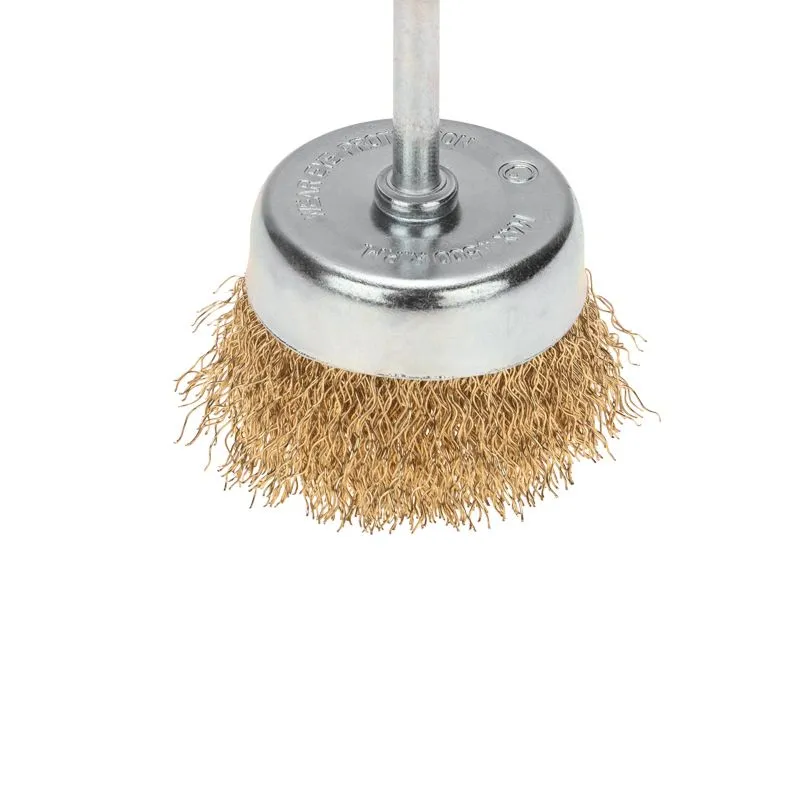 Щетка чашечная для дрели, витая латунированная проволока, 65мм KRANZ - Фото 2