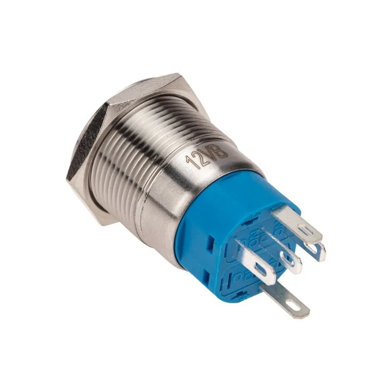 Кнопка антивандальная Ø19 12В(LED) Фикс (5с) OFF-ON/ON-OFF подсв/синяя REXANT - Фото 3