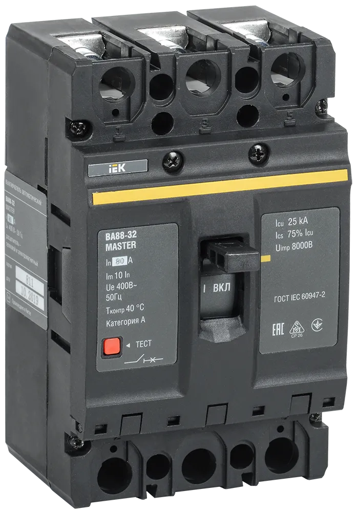 Выключатель автоматический ВА88-32 3Р 80А 25кА MASTER IEK