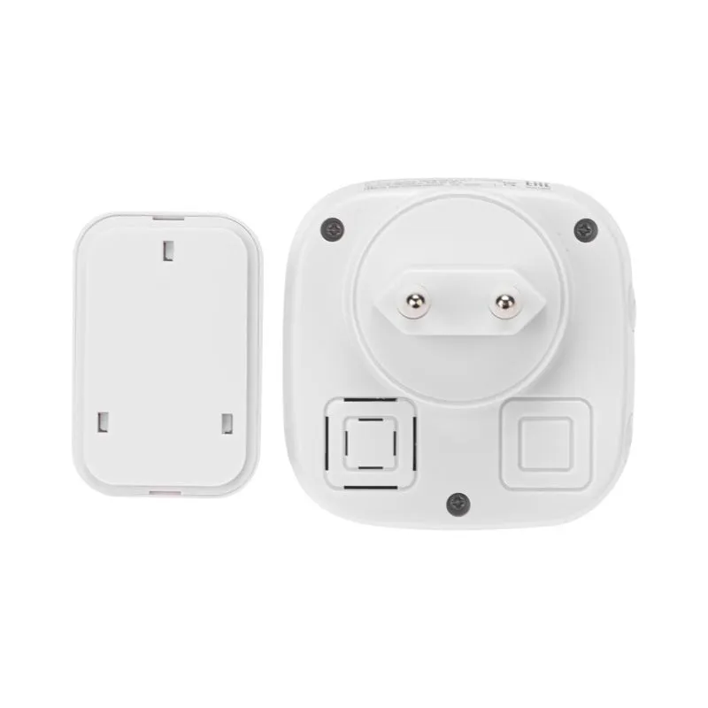 Беспроводной дверной звонок в розетку c цифровым кодированием мигающий 36 мелодий 150м IP44 (белый/серый) REXANT - Фото 3