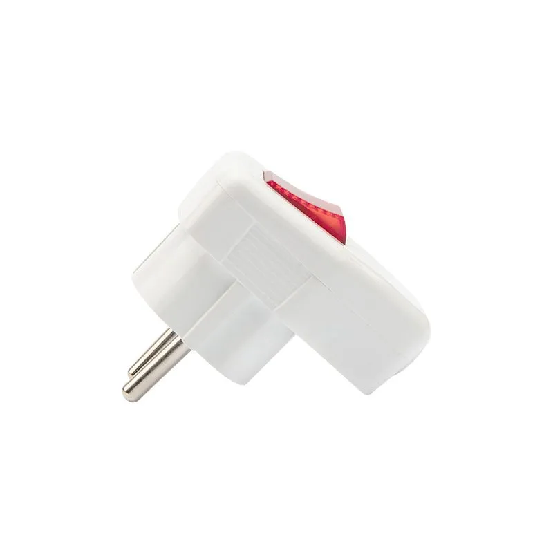 Вилка Евро угловая с з/к 16А белая с кнопкой REXANT - Фото 2