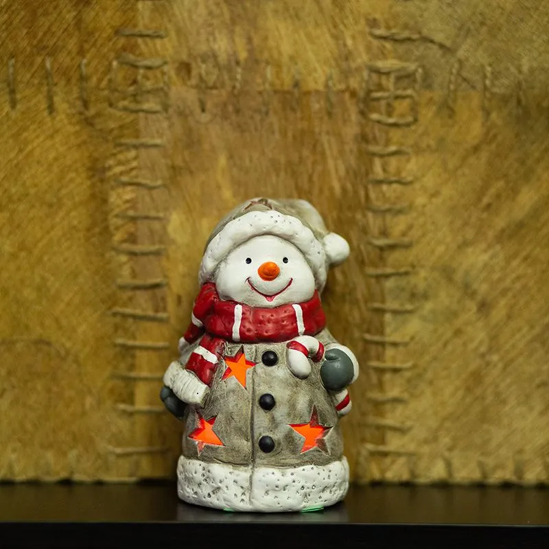 Керамическая фигурка Снеговичок в шарфе 7,5x6,5x12 см - Фото 2