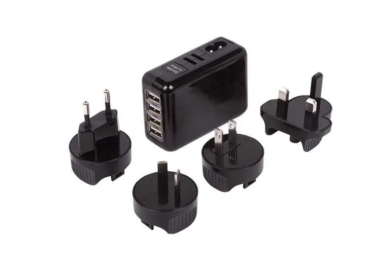 Адаптер сетевой "Путешественник" на 4 USB черный REXANT 11-1056