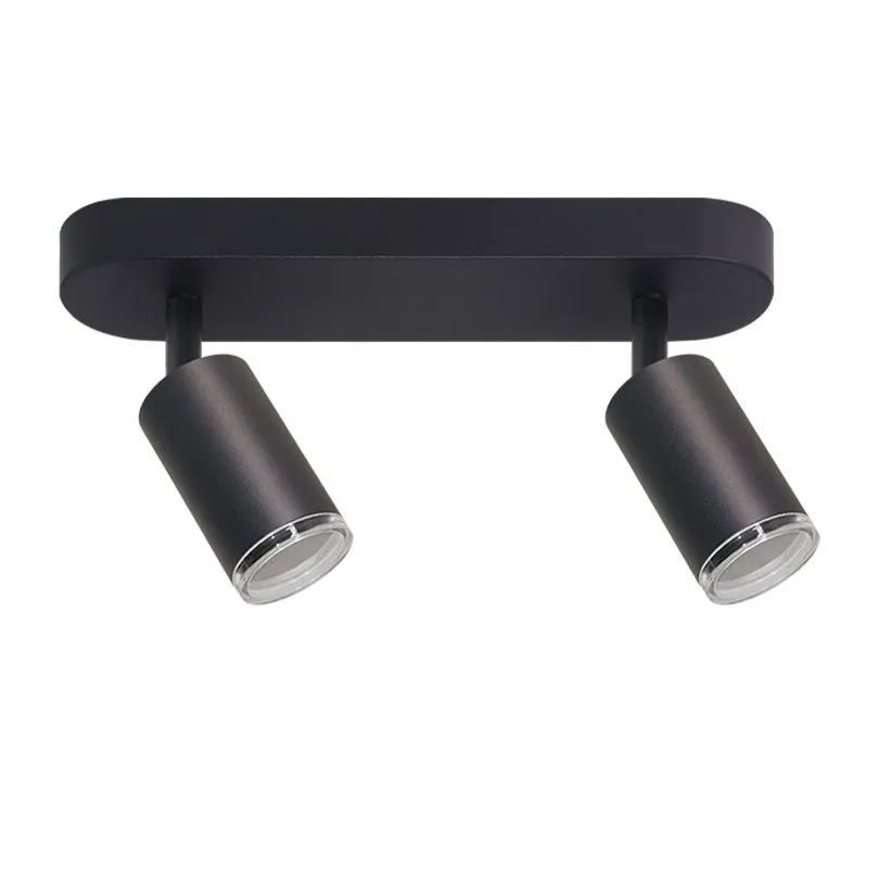 Накладной светильник WOLTA WSL-GU10/2W14B AQUA двойной под лампу GU10 IP44 Чёрный матовый φ55*260*165mm