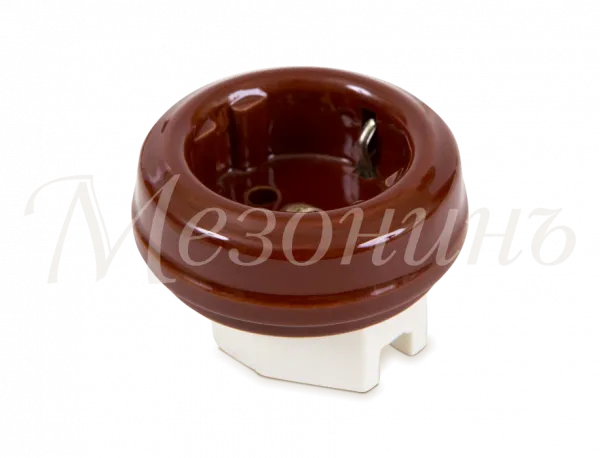 Розетка ретро фарфоровая, двухполюсная,с заземляющим контактом(D70x20,16А, 250В, IP20, без подъем