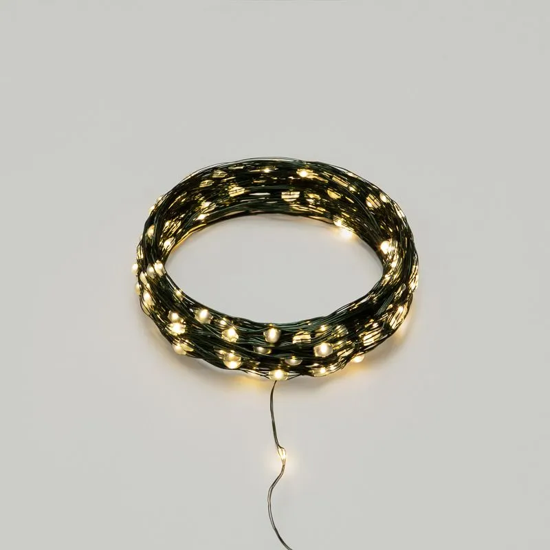 Гирлянда светодиодная Роса с контроллером 20м, 200LED, ТЕПЛЫЙ БЕЛЫЙ, IP20, 230В, зеленый провод NEON-NIGHT - Фото 2