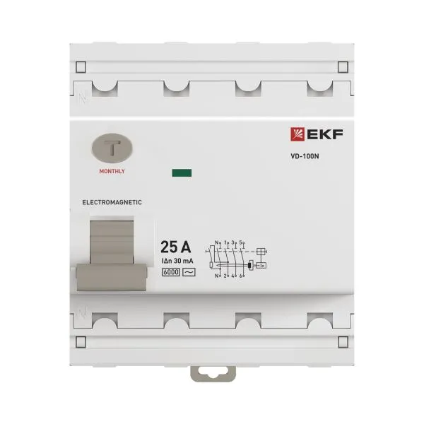 ВДТ ВД-100N 4P 25А 30мА AC эл-мех 6кА PROXIMA EKF - Фото 4